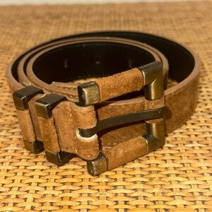 Vintage Express Compagnie Internationale Suede Belt Square Buckle Preppy Casual